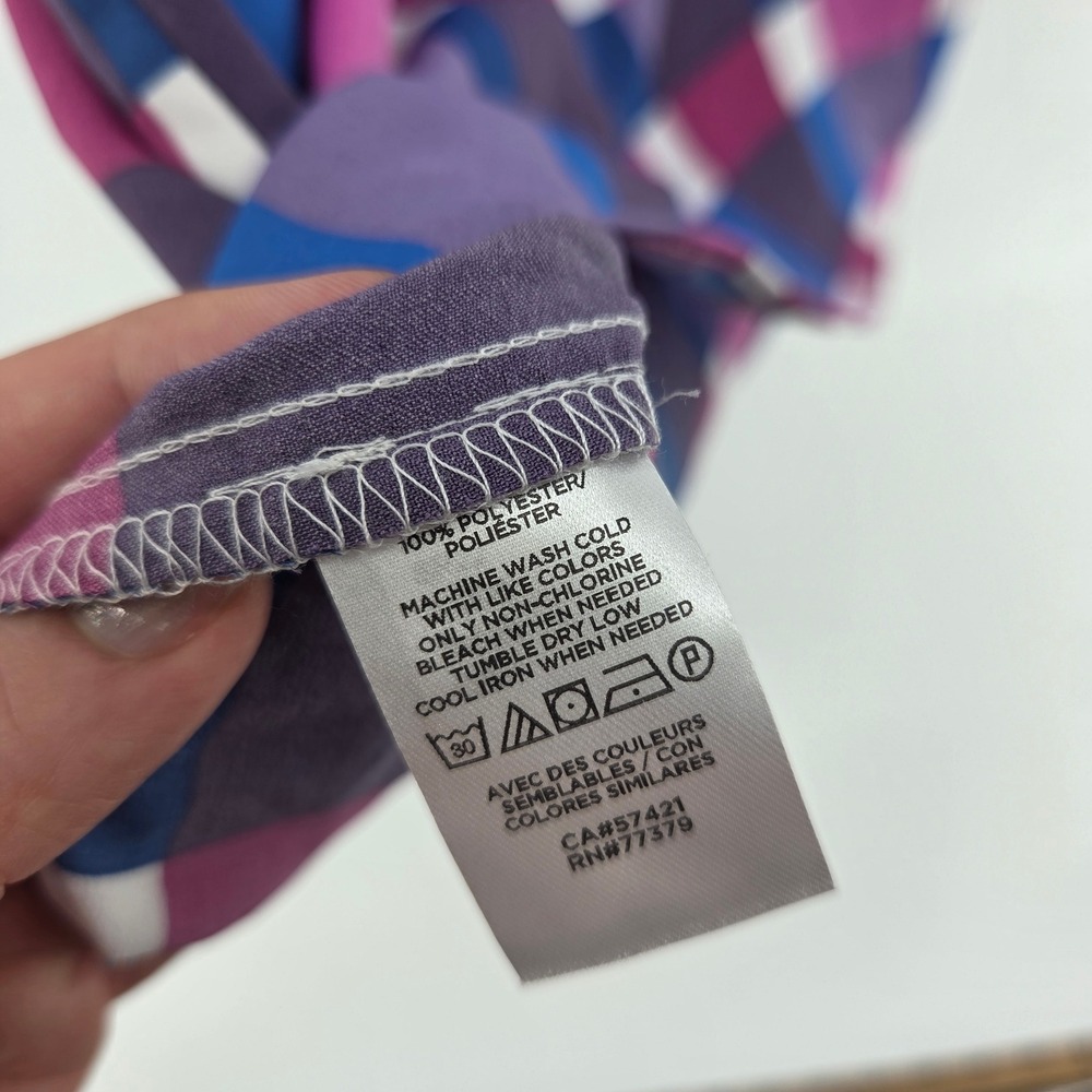 Ann Taylor Factory Dress Large Purple Plaid Flutter Sleeve Eclectic Shift - Picture 6 of 8